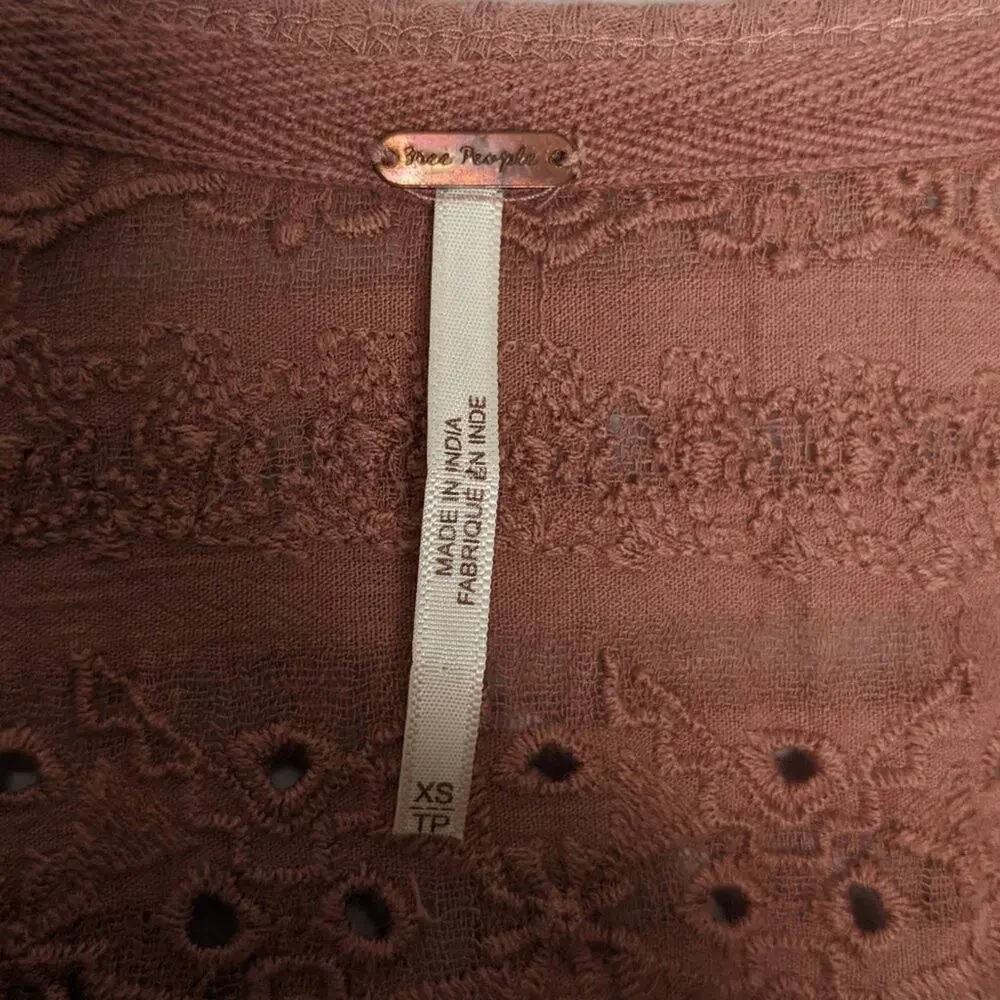 Free People V-Neck Bell Sleeve Parisian Nights Top Long Sleeve Size XS